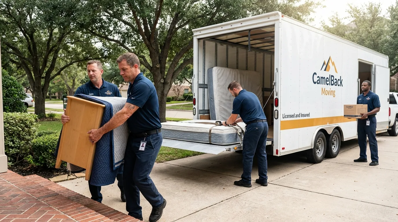 Crew loading residential truck for cross-state move from Fort Myers, FL
