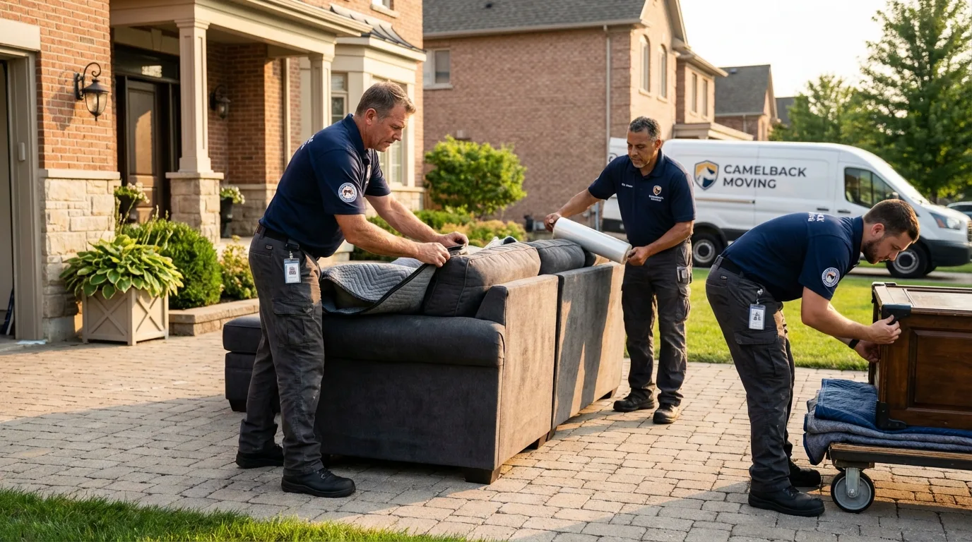 Large estate moving crew wrapping furniture in Fort Myers, FL