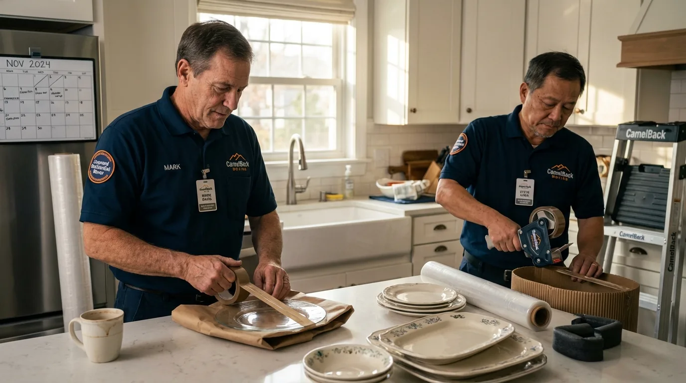 Professional crew packing kitchen dishware in Fort Myers, FL